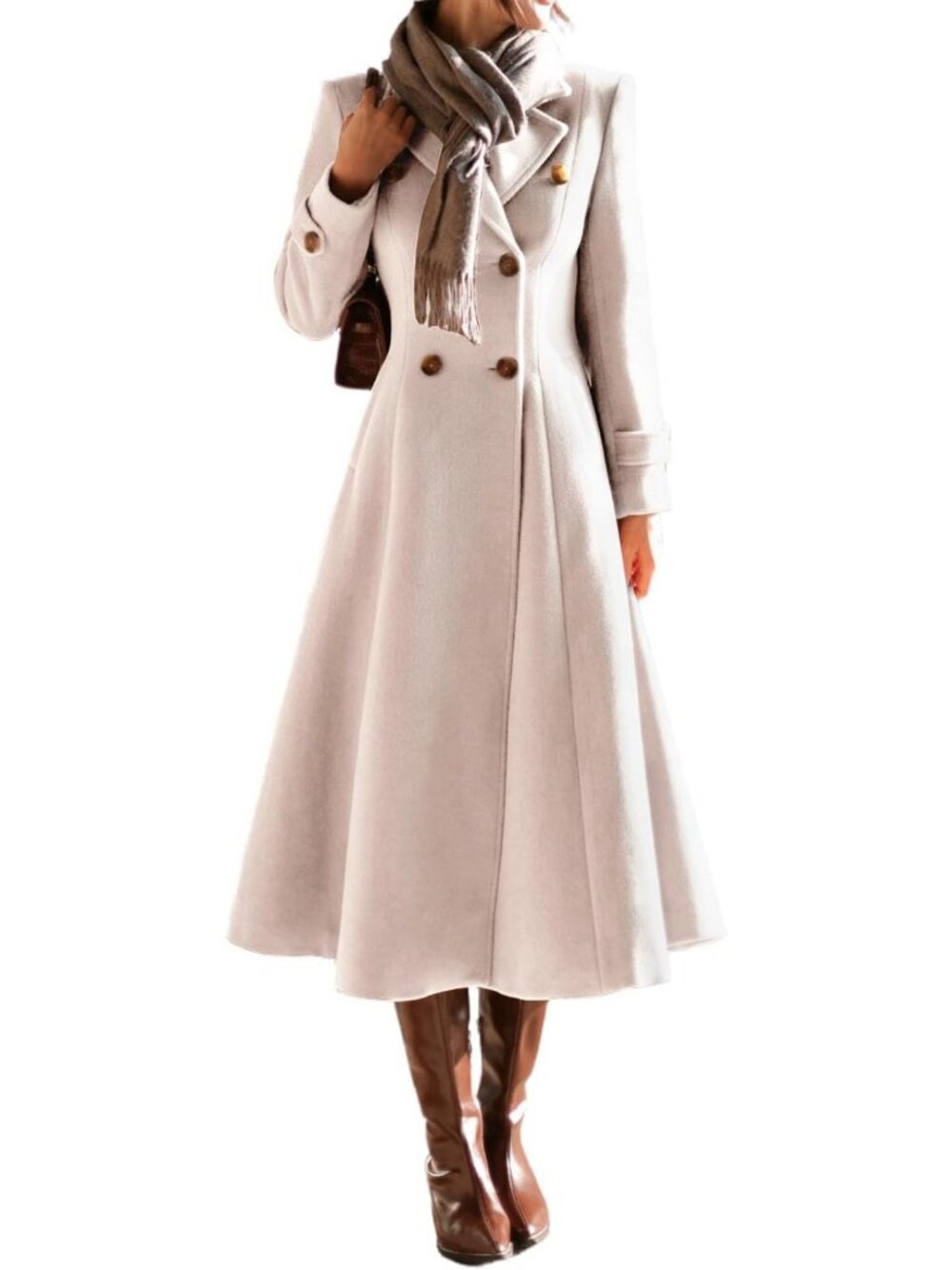 Chic Women's Long Wool Trench Coat | Double Breasted Peacoat for Fall & Winter